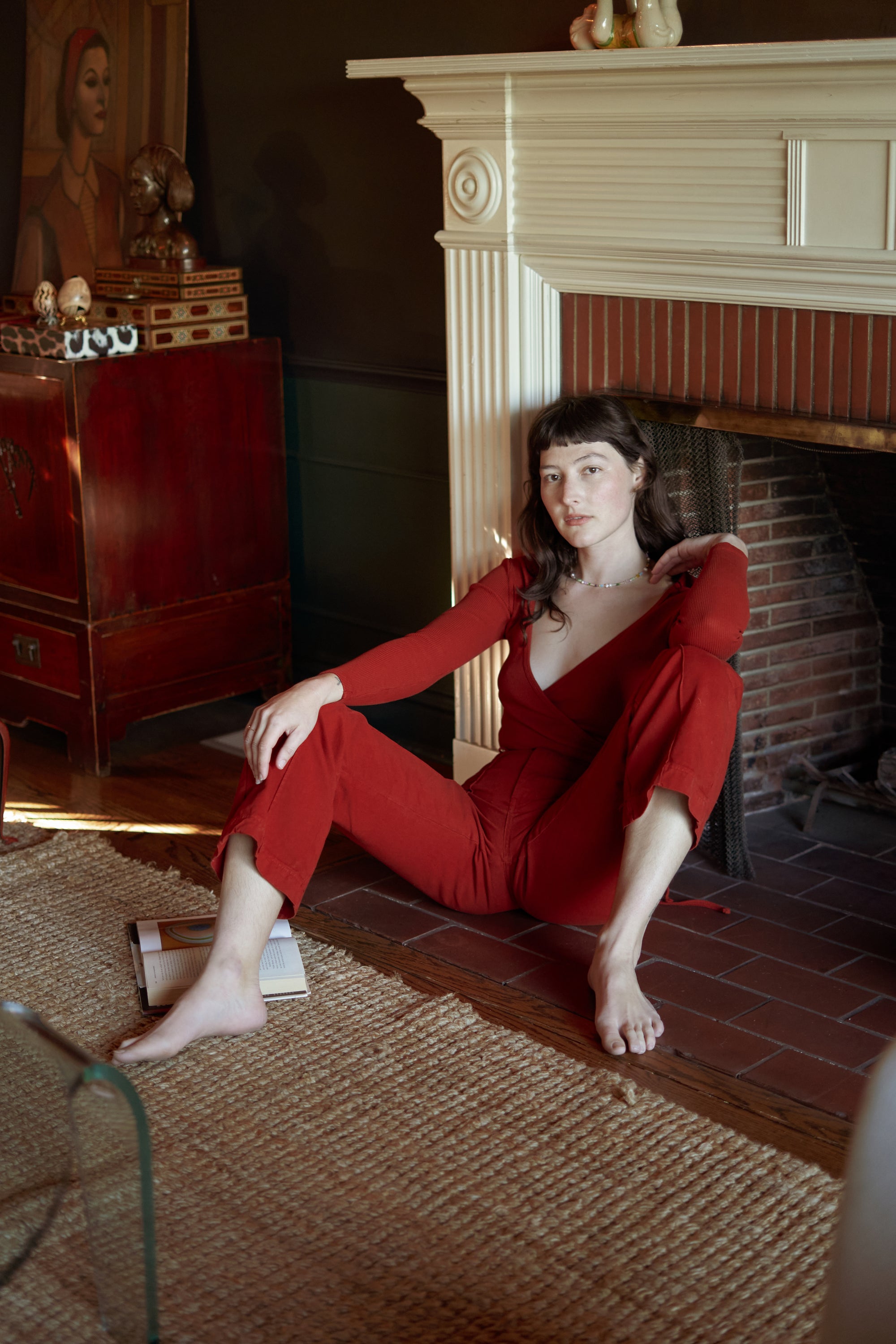 Alex in Wrap Top and Western Pants in Paprika