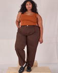 Morgan is wearing Overdyed Denim Trouser in Fudge