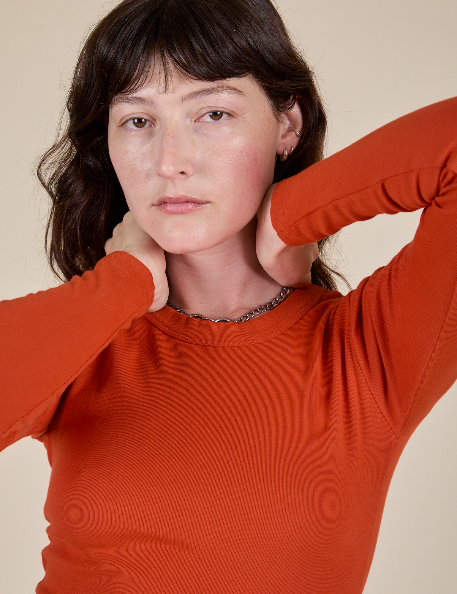 Long Sleeve Baby Tee - Chili Red