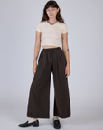 Pleated Pull-On Pants - Espresso Brown