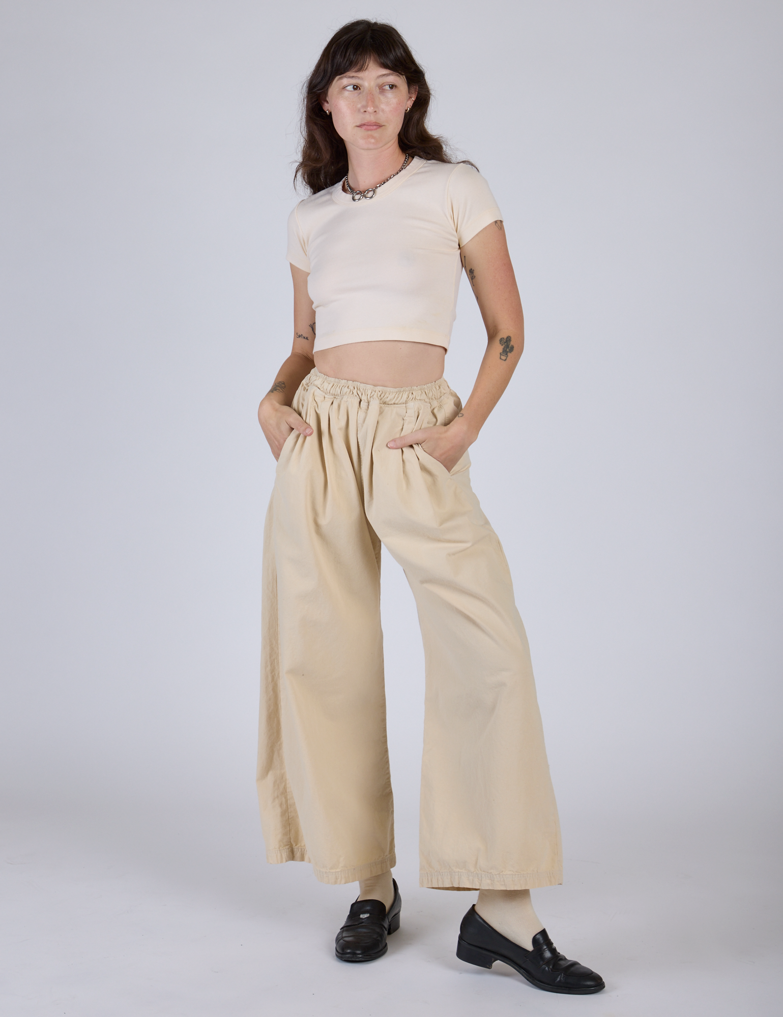 Pleated Pull-On Pants - Vintage Off-White – BIG BUD PRESS