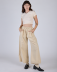 Pleated Pull-On Pants - Vintage Off-White