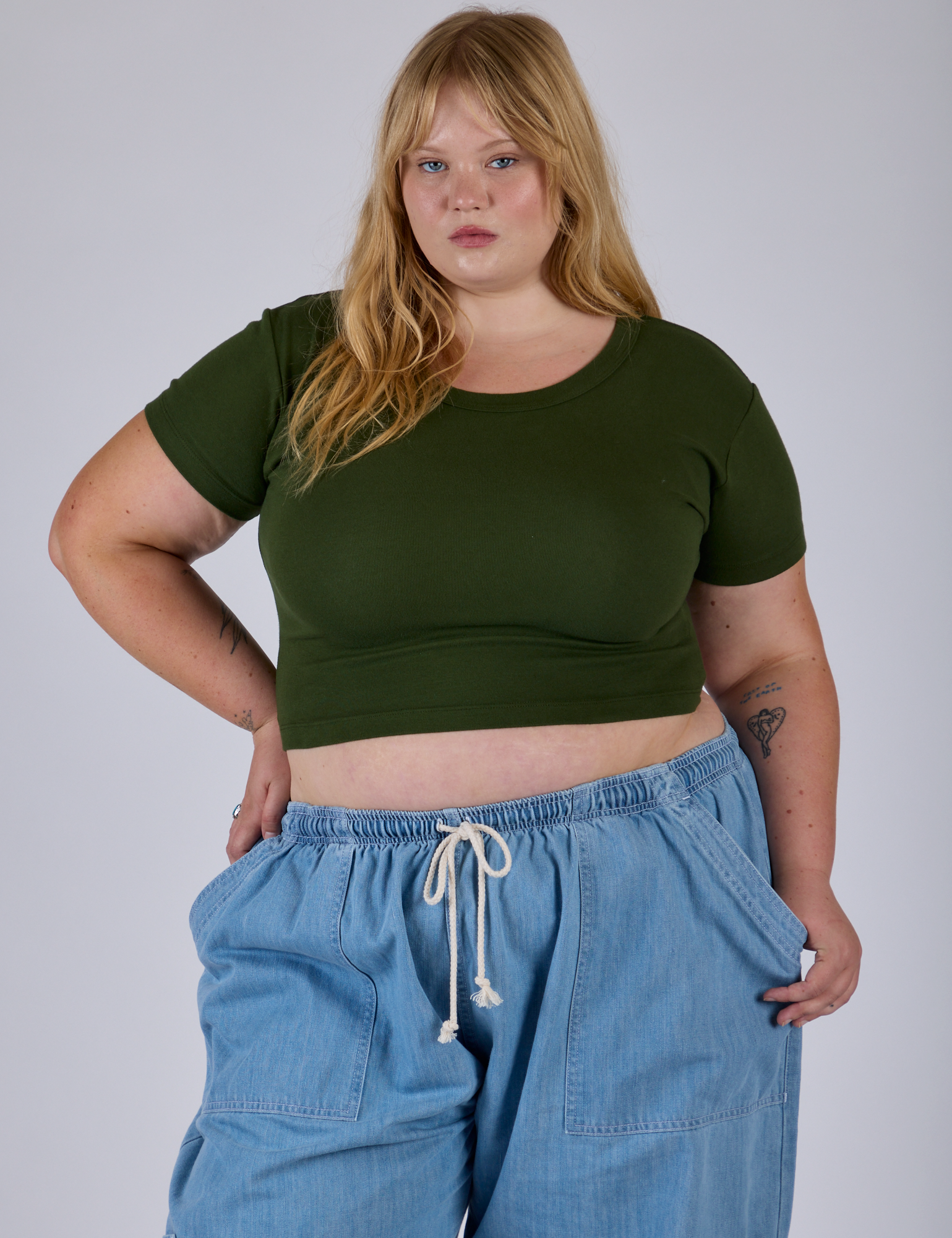 Cropped Baby Tee - Evergreen – BIG BUD PRESS