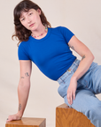 Baby Tee in Royal Blue worn by Alex