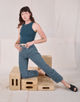 Railroad Carpenter Jeans in Baby Blue and marine blue Muscle Tee on Alex