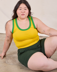 Ashley is wearing Colorblock Cropped Tank in Golden Yellow