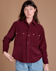 Cropped Corduroy Overshirt - Red Wine