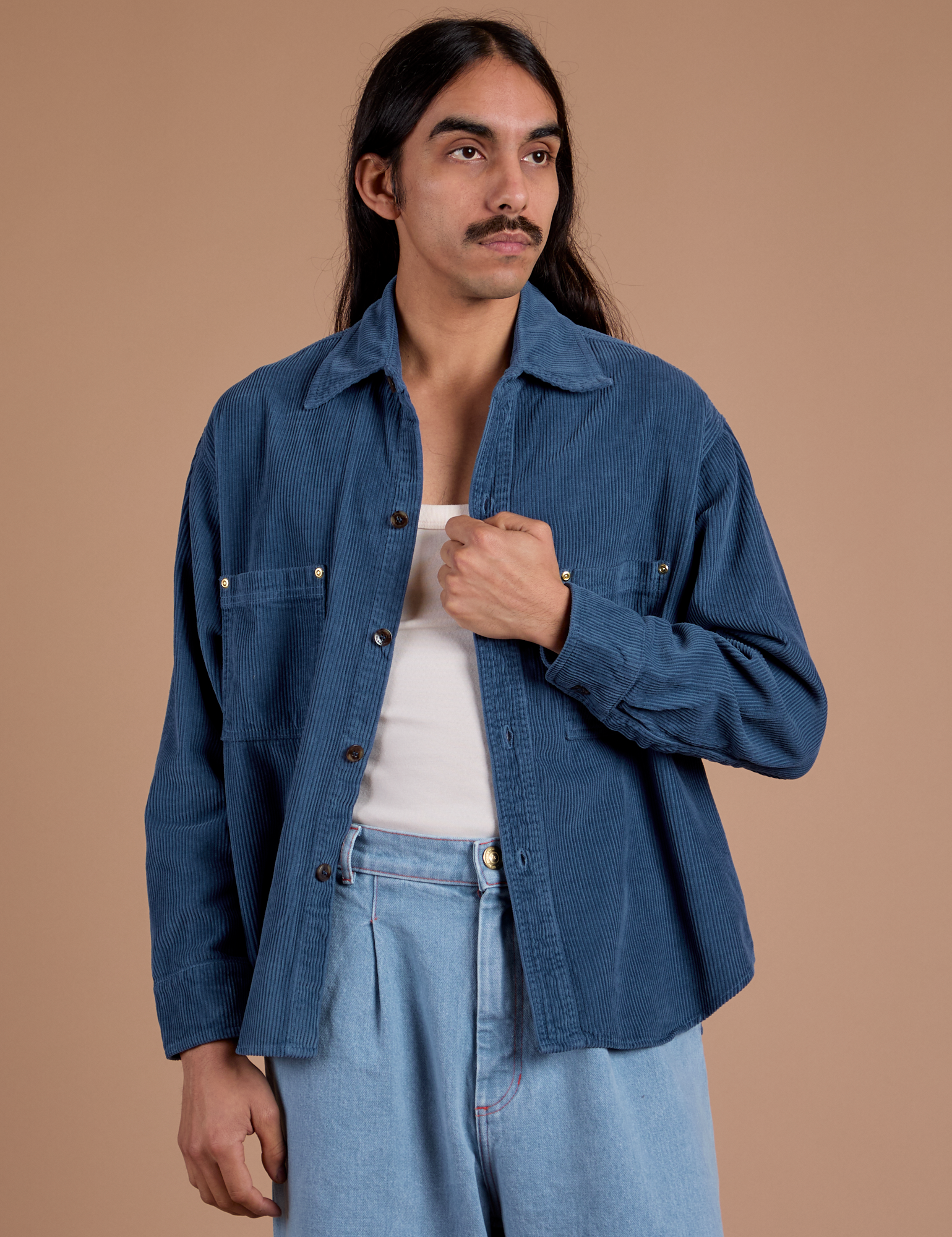 Cropped Corduroy Overshirt - French Blue *FINAL SALE* BIG BUD PRESS Cropped Corduroy Overshirt - French Blue *FINAL SALE* BIG BUD PRESS