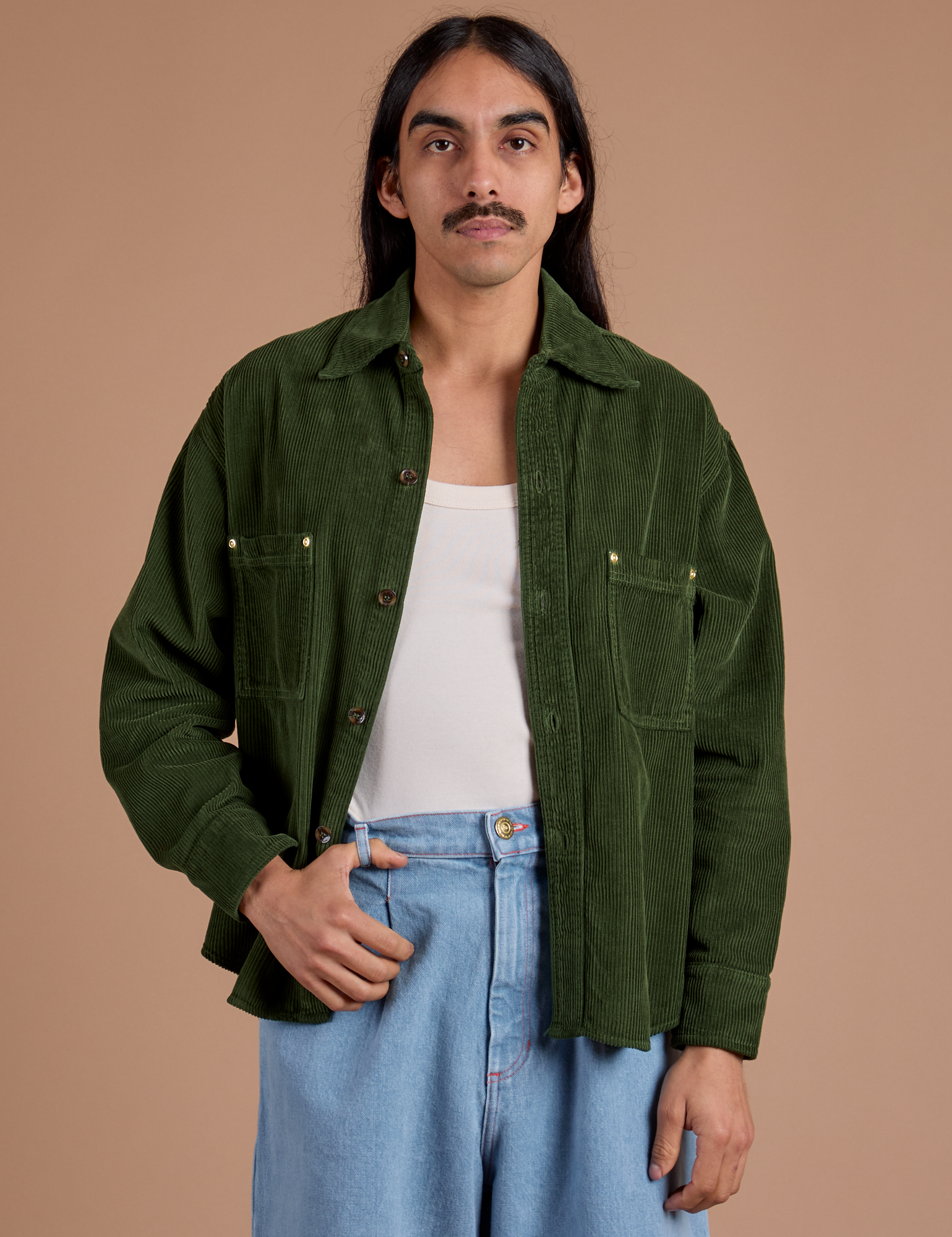 Cropped Corduroy Overshirt - Evergreen *FINAL SALE* – BIG BUD PRESS