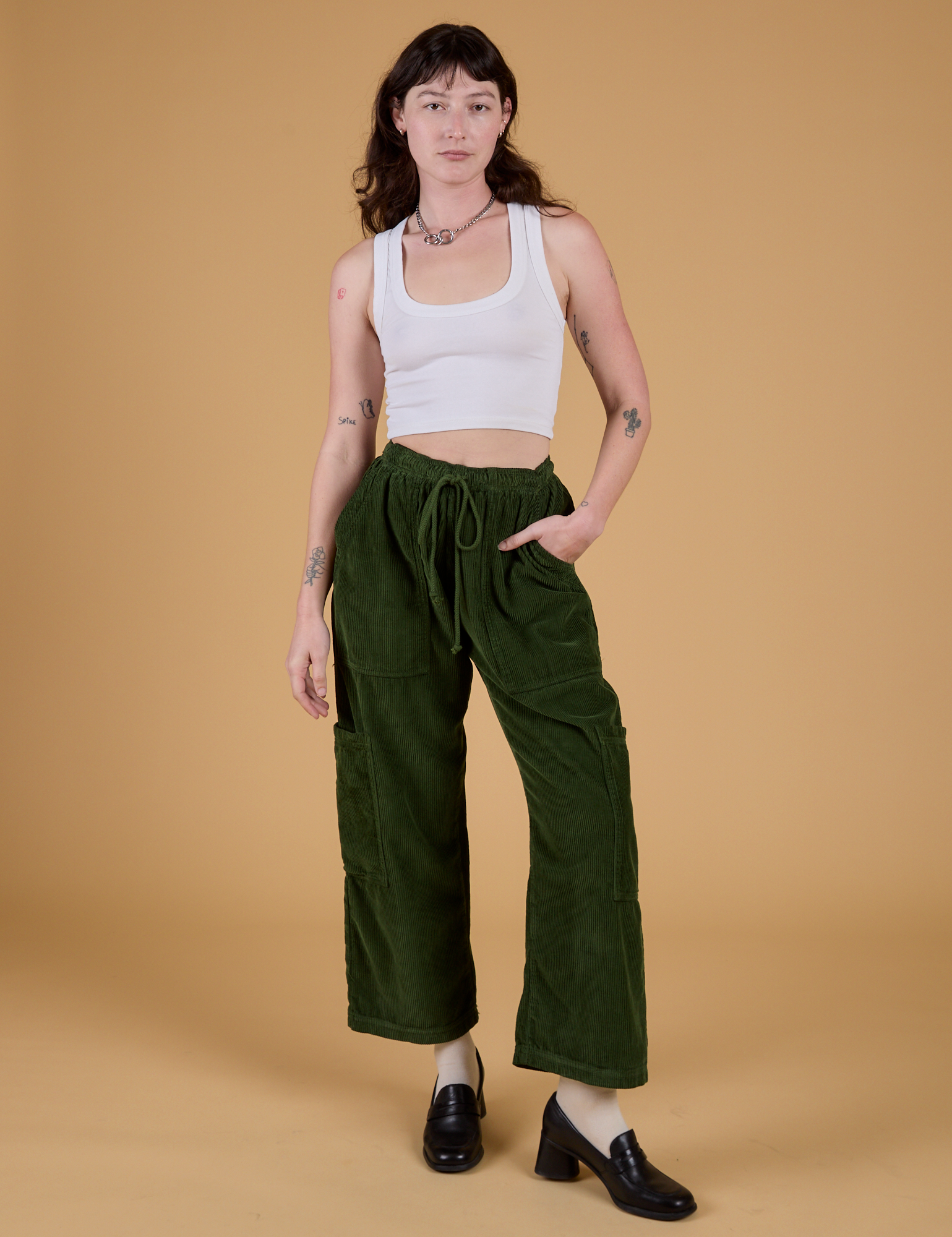 Corduroy Drop Pocket Cargo Pants - Evergreen – BIG BUD PRESS