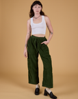 Corduroy Drop Pocket Cargo Pants - Evergreen