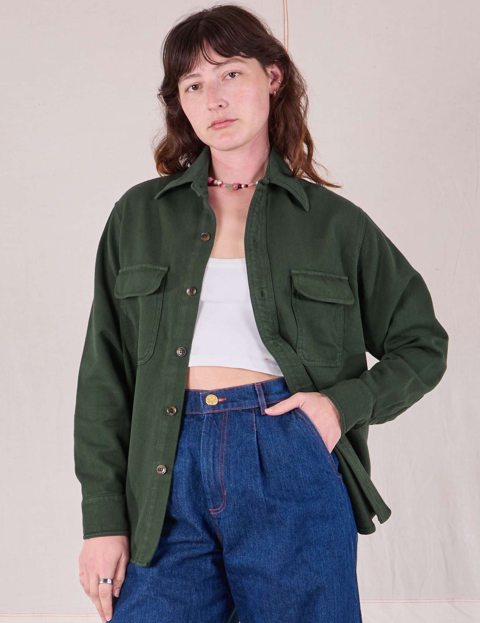 Green Oversized Shirt | WHISTLES | Whistles US |