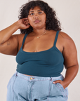 Morgan is 5'5" and wearing XL Cropped Cami in Lagoon