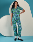 Shahana is 5’10 and wearing XS is wearing Angel Print Jumpsuit