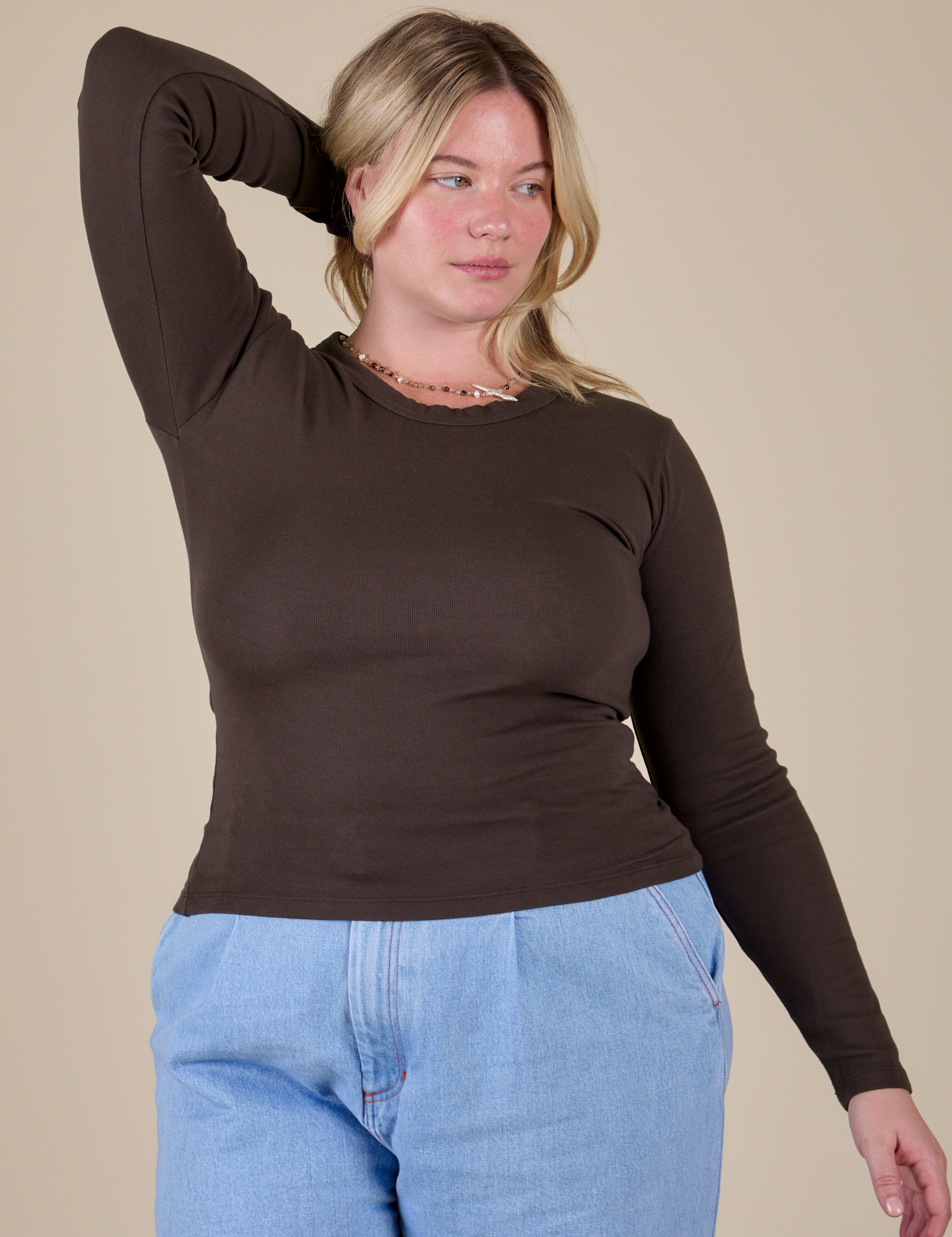 Long Sleeve Baby Tee - Espresso Brown