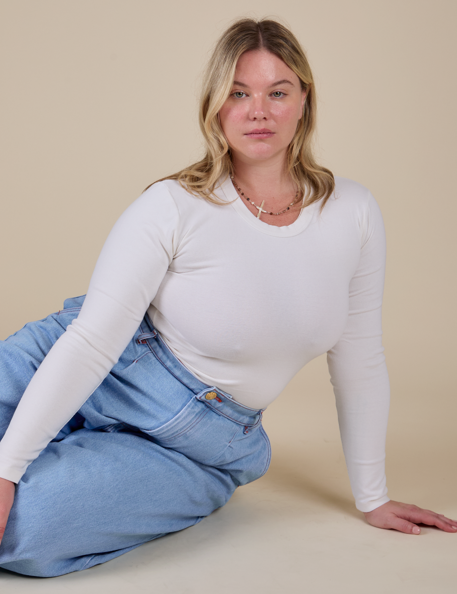 Long Sleeve Baby Tee - Vintage Tee Off-White