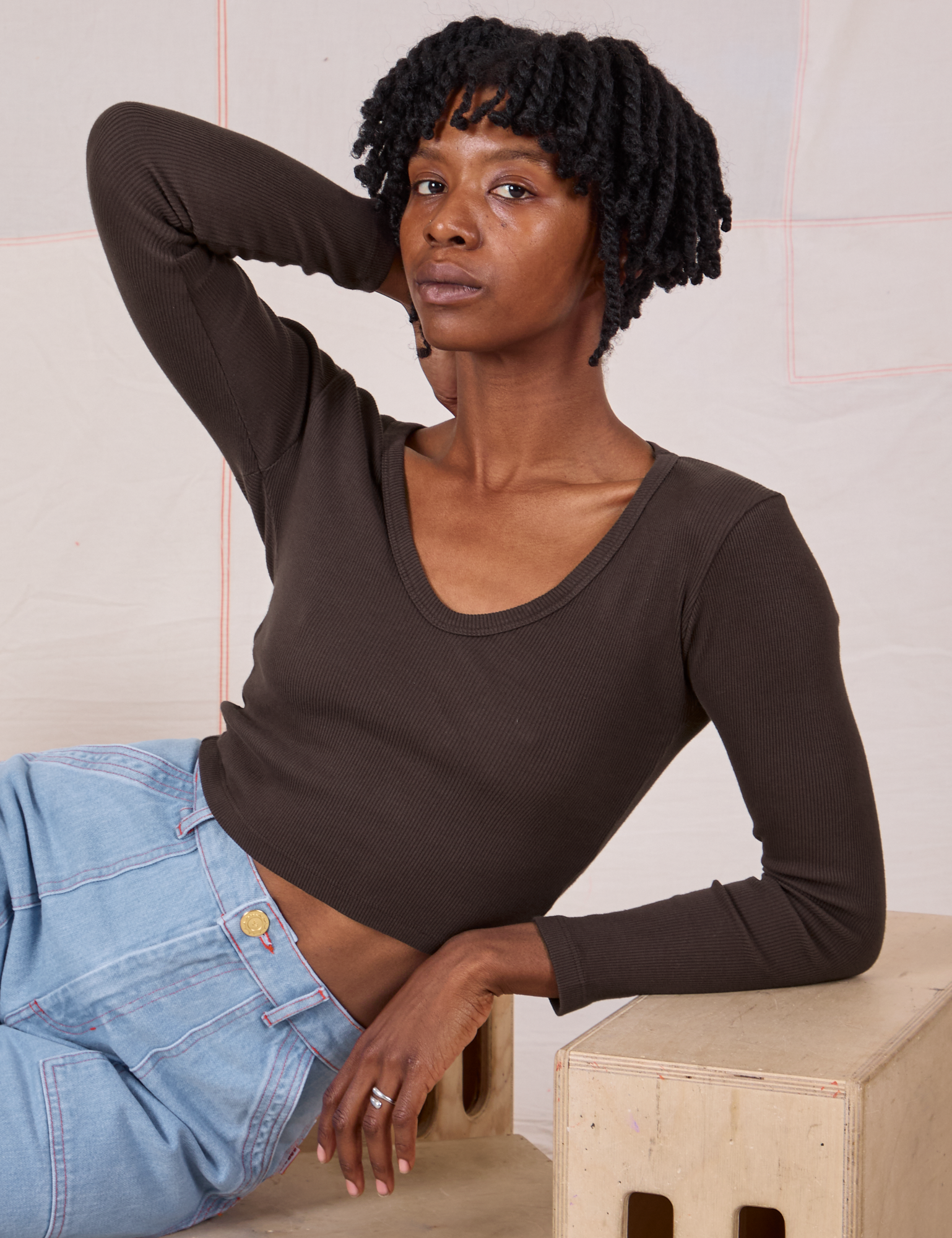 2025年 お歳暮・冬ギフト特集 V-Neck Sleeve Long Tee BIG – SALE* *FINAL Brown Espresso - トップス