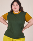 Mismatched Tee - Green & Mustard