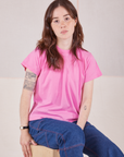Hana is wearing The Organic Vintage Tee in Bubblegum Pink