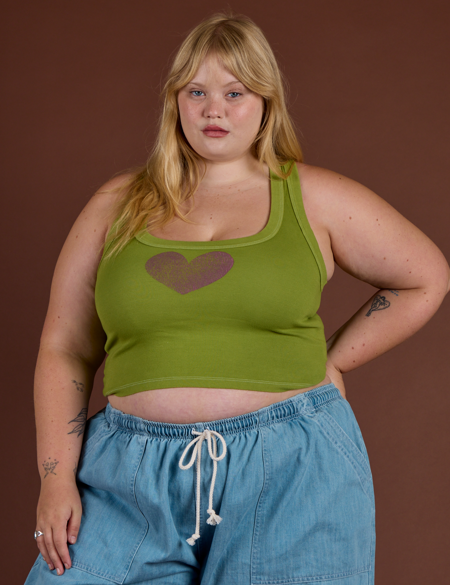 Icon Cropped Tank - Green Heart – BIG BUD PRESS
