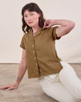 Pantry Button-Up in Desert Brown worn by Alex