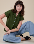Pantry Button-Up in Evergreen on Alex