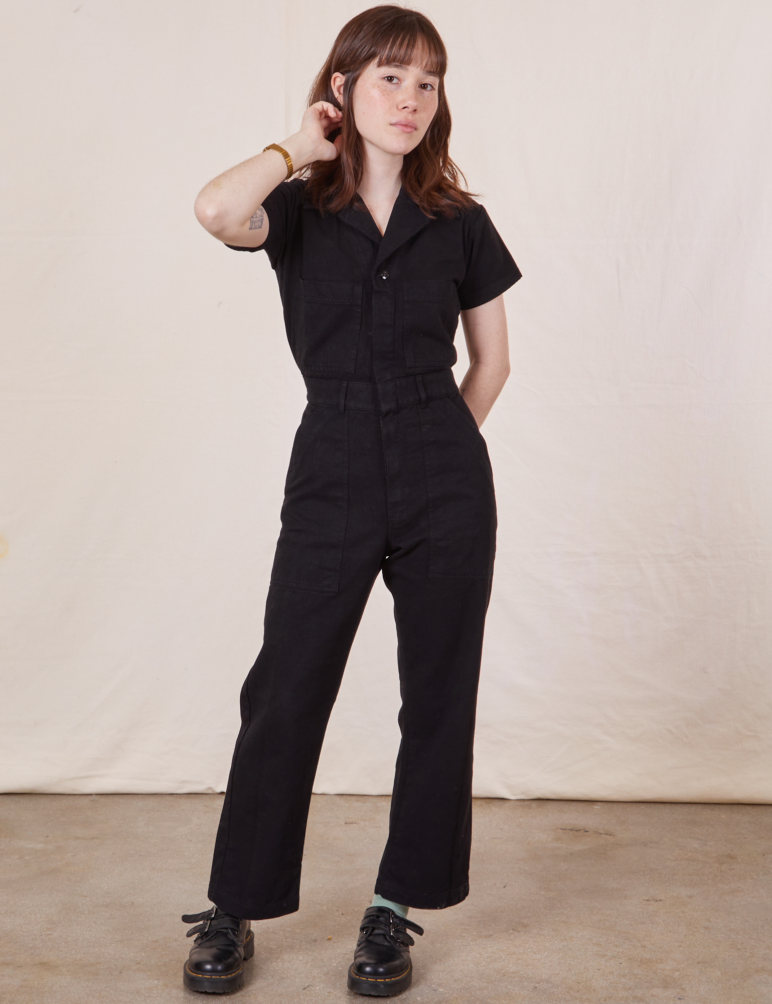 Petite Short Sleeve Jumpsuit - Basic Black