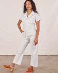 Petite Short Sleeve Jumpsuit - Vintage Tee Off-White