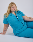 Short Sleeve Jumpsuit - Hawaiian Blue