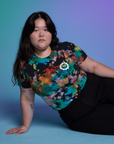 Ashley is wearing Classic Tee in Rainbow Magic Waters