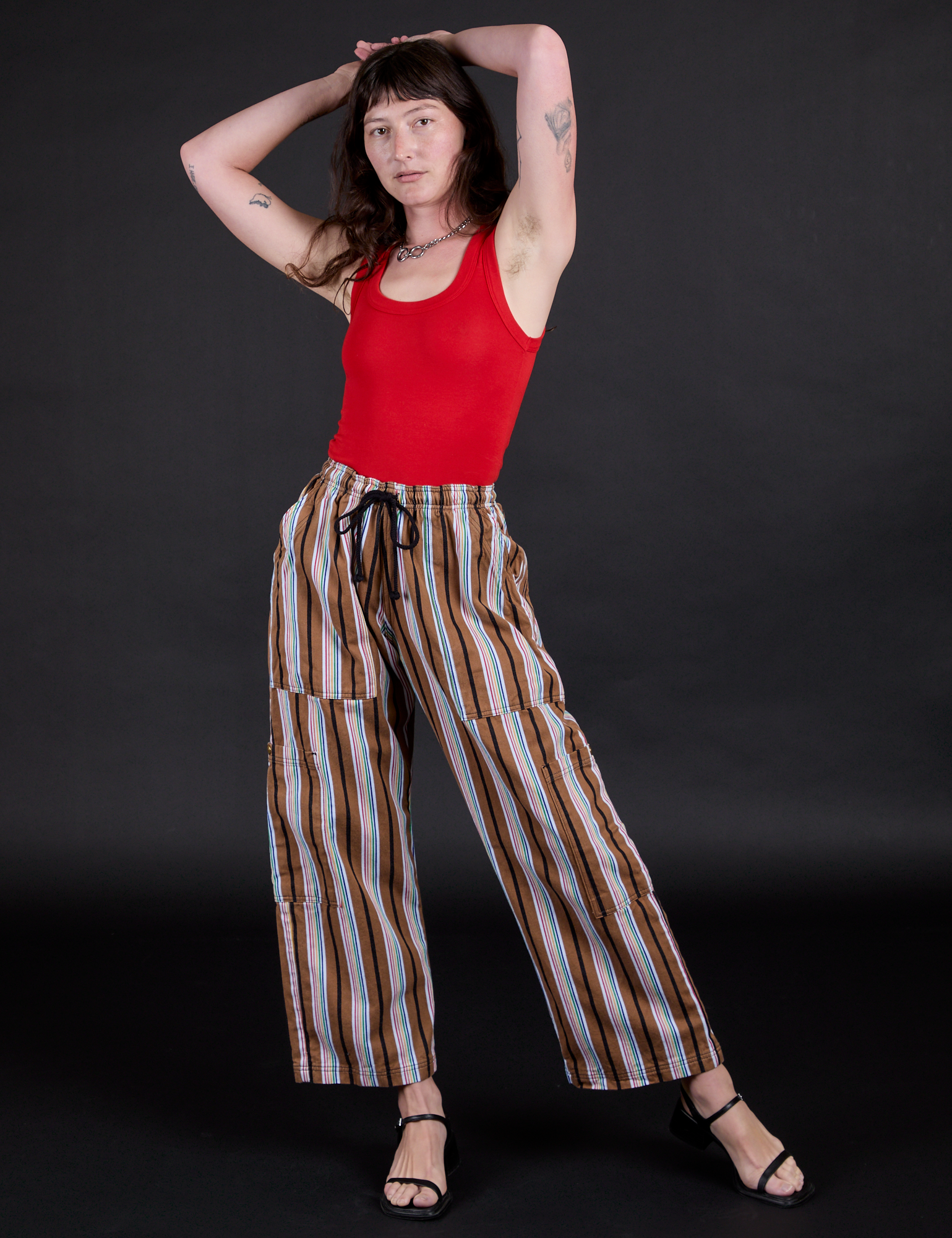 その他 POCKET SHADE M ND ver. RETRO STRIPE Striped Drop Pocket Pants - Retro Rainbow – BIG BUD PRESS
