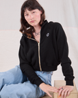 Cropped Zip Hoodie - Basic Black