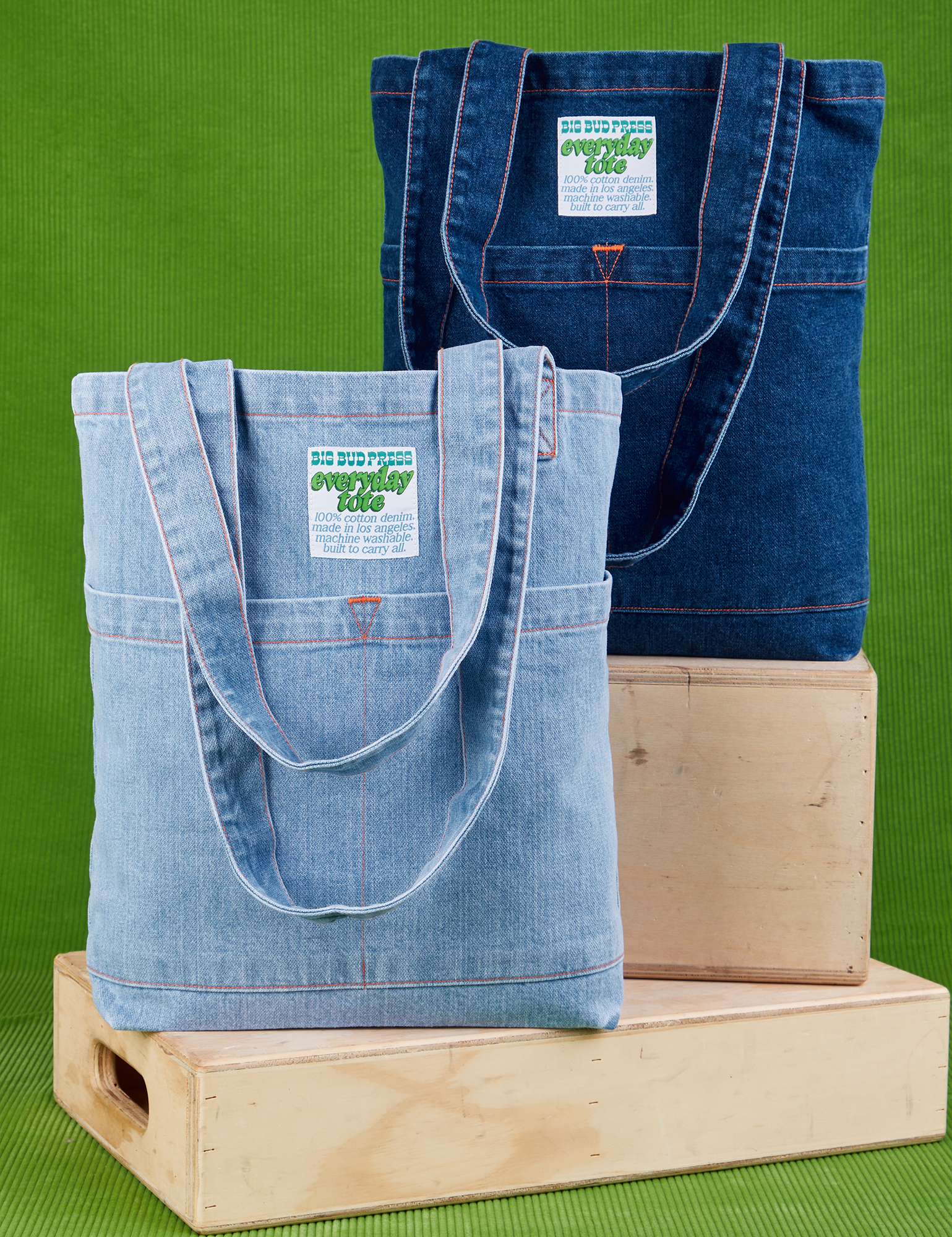 Denim Everyday Tote Bag in light and dark wash