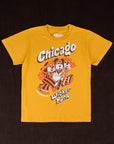 Wicker Park Tourist Tee - Three Dogs with Chicago above them and Wicker Park below. Yellow T-Shirt.