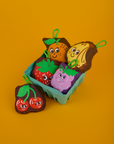 Fruit plushies in Cherry, Strawberry, Grape, and Banana