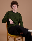 Long Sleeve Burly Tee - Evergreen/Black Stripe