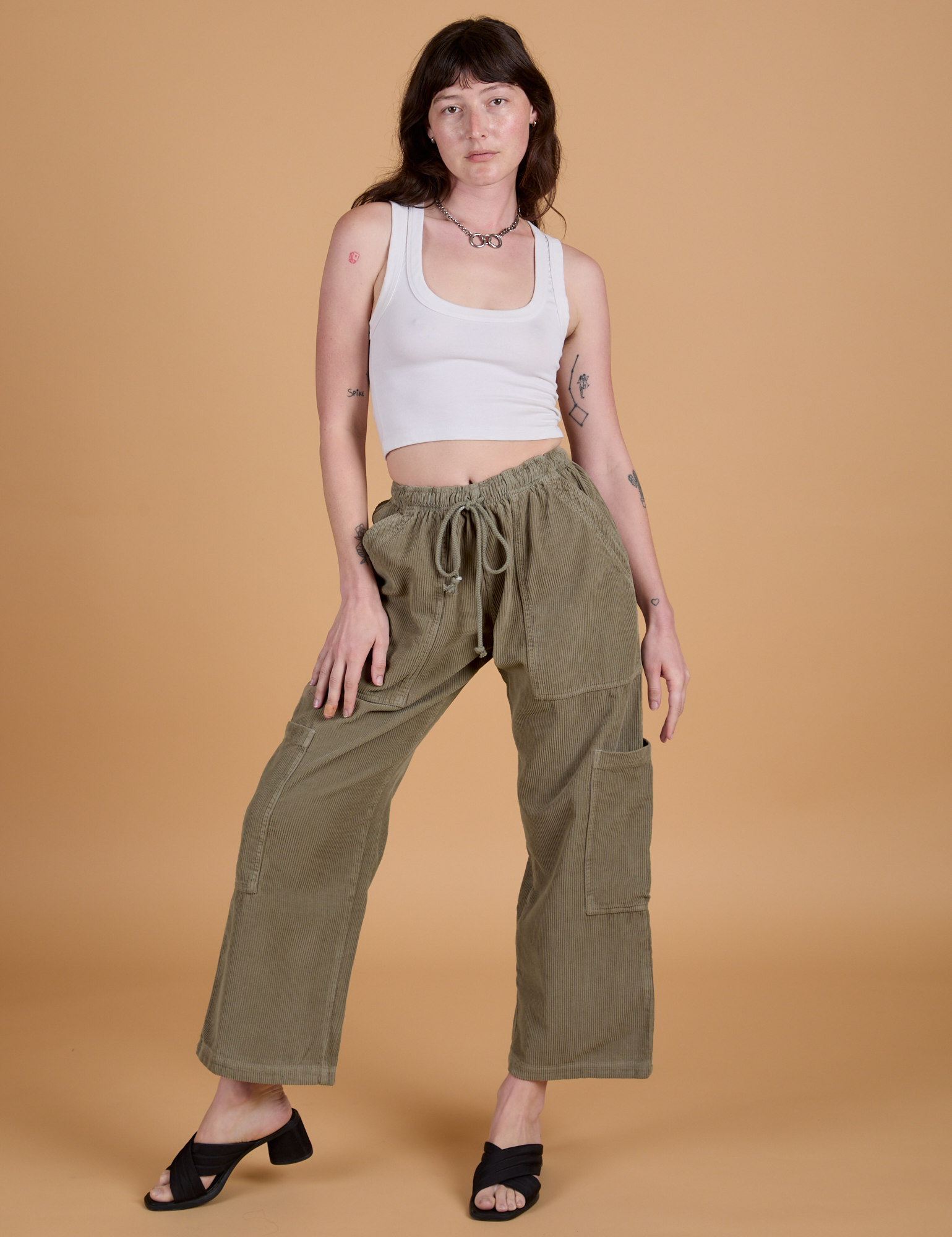 Corduroy Drop Pocket Cargo Pants - Khaki Grey – BIG BUD PRESS