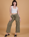 Try-A-Style Corduroy Drop Pocket Cargo Pants - Khaki Grey *FINAL SALE*