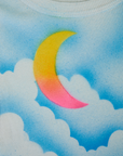 Fabric detail close up of the Morning Moon Airbrush Muscle Tee