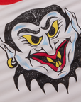 Close up of screenprinted Dracula
