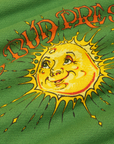 Bill Ogden's Sun Baby Crew in Lawn Green fabric close up