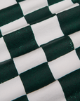Fabric detail close up of green and white checkerboard print