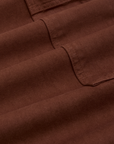 Drop Pocket Cargo Pants in Fudgesicle Brown fabric detail close up