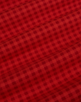 Gingham Long Sleeve Baby Tee in Mustang Red fabric detail close up