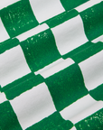 Checkerboard Work Pants in White/Green fabric detail close up