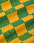 Checkerboard Work Pants in Green/Yellow fabric detail close up