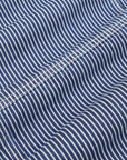 Carpenter Jeans in Indigo Railroad fabric detail close up
