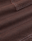 Railroad Carpenter Shorts in Fudgesicle Brown fabric detail close up