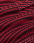 Railroad Carpenter Shorts in Mustang Red fabric detail close up