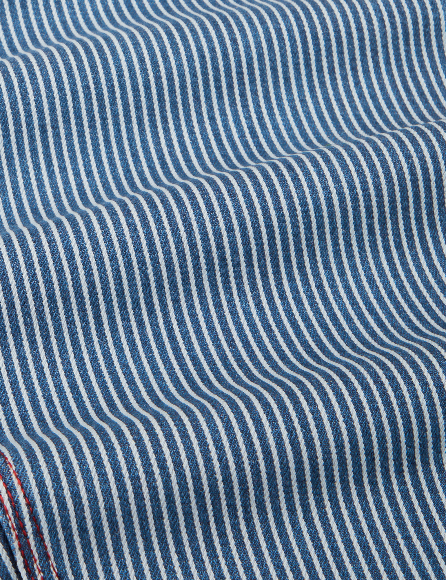 Railroad Stripe Denim Work Pants fabric detail close up